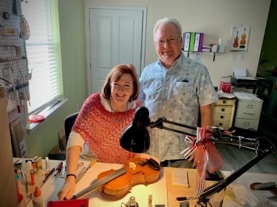 John & Paula at work bench