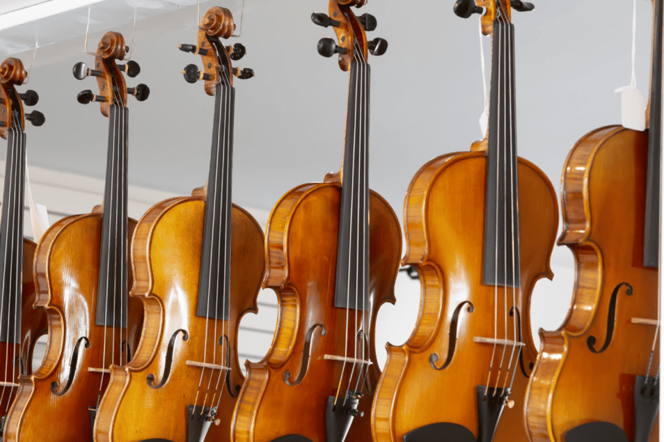 Keller Strings Violins Hanging